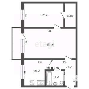 2-к квартира, вторичка, 45м2, 4/5 этаж