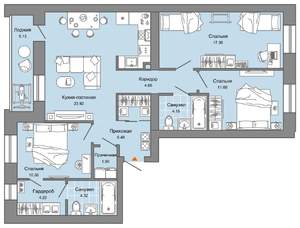 4-к квартира, вторичка, 92м2, 8/8 этаж