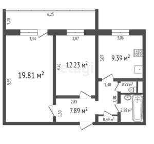 2-к квартира, вторичка, 42м2, 5/5 этаж