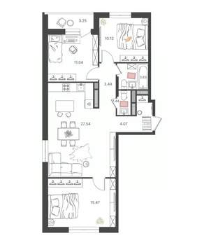 3-к квартира, вторичка, 77м2, 7/16 этаж
