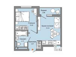 1-к квартира, строящийся дом, 32м2, 4/9 этаж
