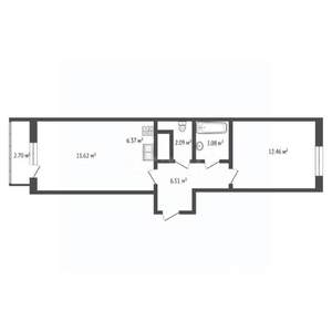 1-к квартира, сданный дом, 42м2, 12/14 этаж