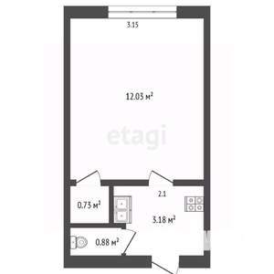 1-к квартира, вторичка, 17м2, 5/5 этаж