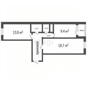 2-к квартира, вторичка, 59м2, 9/21 этаж
