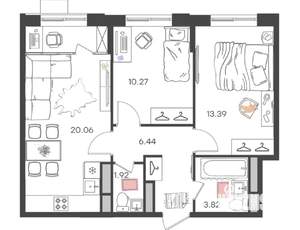 3-к квартира, вторичка, 56м2, 14/24 этаж