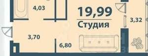 Студия квартира, вторичка, 20м2, 18/19 этаж