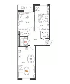 3-к квартира, вторичка, 63м2, 10/16 этаж