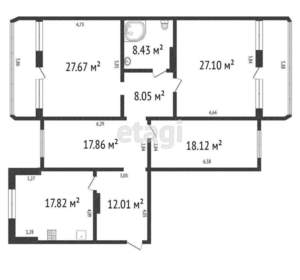 4-к квартира, вторичка, 137м2, 1/6 этаж