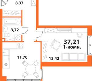 1-к квартира, вторичка, 37м2, 2/24 этаж