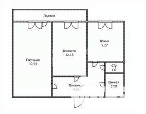 2-к квартира, вторичка, 53м2, 10/10 этаж