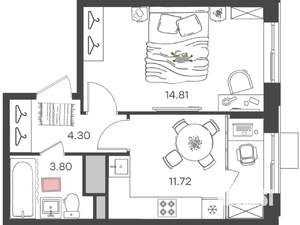 2-к квартира, вторичка, 35м2, 2/24 этаж