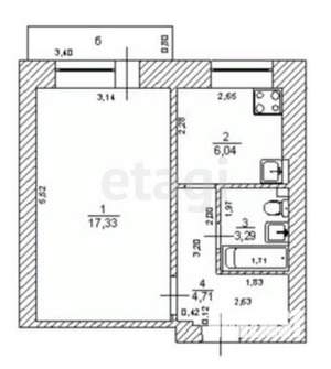 1-к квартира, вторичка, 31м2, 5/5 этаж
