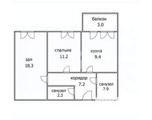 2-к квартира, сданный дом, 53м2, 3/4 этаж