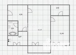 2-к квартира, вторичка, 46м2, 2/5 этаж