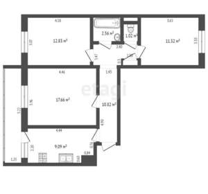 3-к квартира, вторичка, 67м2, 9/10 этаж