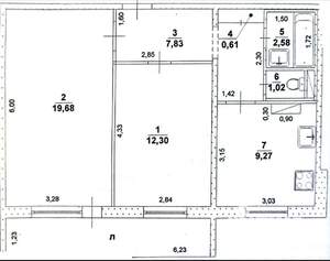 2-к квартира, вторичка, 54м2, 6/9 этаж