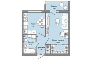 1-к квартира, вторичка, 37м2, 1/12 этаж