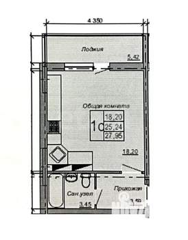 Студия квартира, вторичка, 26м2, 9/17 этаж