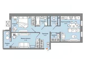 2-к квартира, вторичка, 63м2, 4/6 этаж