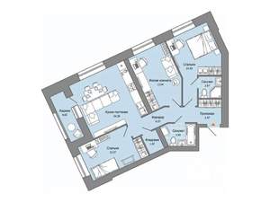 3-к квартира, строящийся дом, 81м2, 5/8 этаж