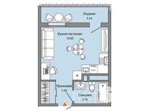 Студия квартира, вторичка, 27м2, 3/8 этаж