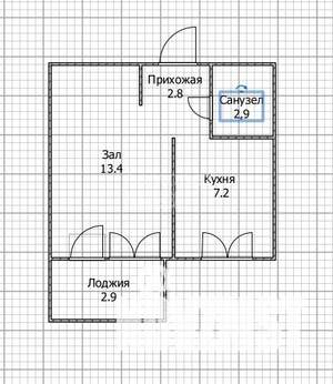 1-к квартира, вторичка, 26м2, 3/3 этаж