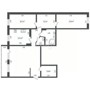 3-к квартира, вторичка, 102м2, 4/6 этаж