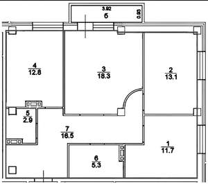 3-к квартира, вторичка, 84м2, 2/19 этаж