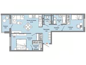 2-к квартира, вторичка, 62м2, 4/6 этаж