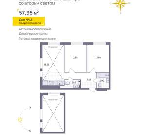 2-к квартира, вторичка, 58м2, 11/13 этаж