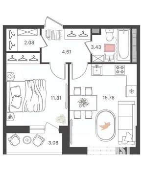 2-к квартира, вторичка, 39м2, 16/16 этаж