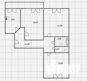3-к квартира, вторичка, 63м2, 4/12 этаж