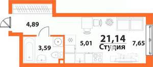 1-к квартира, строящийся дом, 21м2, 12/24 этаж