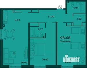 3-к квартира, строящийся дом, 99м2, 22/24 этаж