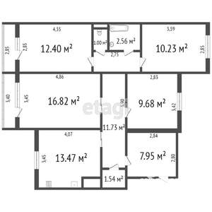 4-к квартира, вторичка, 80м2, 6/9 этаж