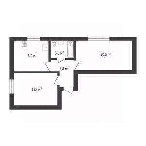 2-к квартира, вторичка, 46м2, 1/3 этаж