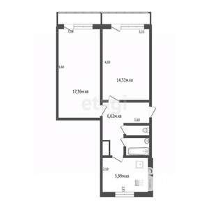 2-к квартира, вторичка, 51м2, 5/5 этаж