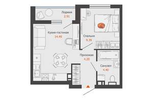 1-к квартира, вторичка, 34м2, 3/9 этаж