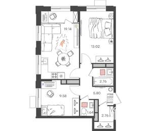 3-к квартира, вторичка, 55м2, 14/24 этаж
