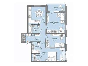 3-к квартира, строящийся дом, 81м2, 11/12 этаж