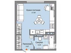 Студия квартира, вторичка, 26м2, 2/7 этаж