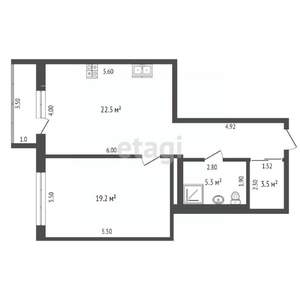 2-к квартира, вторичка, 58м2, 4/7 этаж