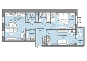 2-к квартира, вторичка, 65м2, 3/8 этаж