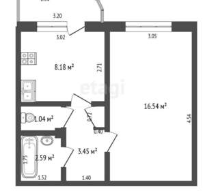 1-к квартира, вторичка, 33м2, 1/9 этаж