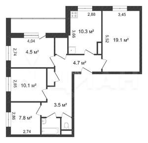 4-к квартира, вторичка, 83м2, 6/10 этаж