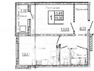 1-к квартира, сданный дом, 39м2, 1/9 этаж