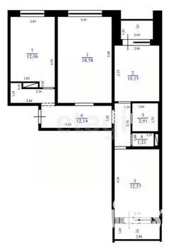 3-к квартира, вторичка, 70м2, 10/10 этаж