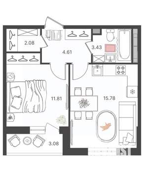2-к квартира, вторичка, 38м2, 16/16 этаж