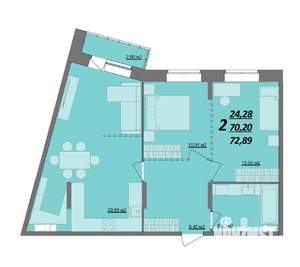 2-к квартира, сданный дом, 73м2, 6/10 этаж