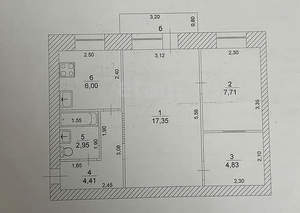 2-к квартира, вторичка, 44м2, 5/5 этаж